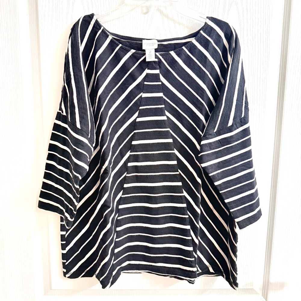 Chico's Black & White Striped Top